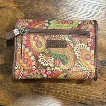 NWT Relic Colorful Brown Paisley Tri Fold 6” Checkbook Wallet Faux Leather