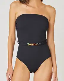 NWT Shoshanna Jet Belted Classed One Piece Swimsuit Black- Size 12