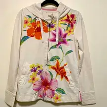 Paradise Shores woman SMALL cotton sweater zip up w/ hoodie