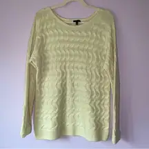 Talbots Merino Wool Cashmere Cream Chunky Knit Sweater Size M Fisherman Cottage