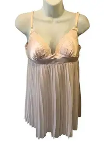 Linea Donatella Bridal Honeymoon  Chemise Pale Pink Pleated Bodice Bra Top M