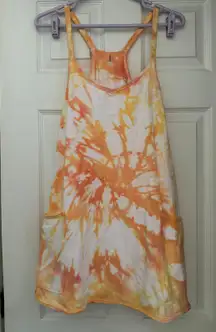 Free People Hot Shot Mini Dress White Pink Orange Yellow Tie Dye Size Small NWOT