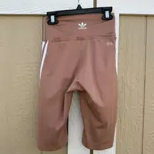 Adidas Originals Orange 3 Stripes Bike Cycle Tights Shorts High Waist Size XS