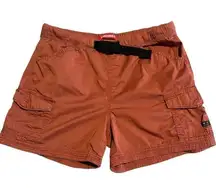 UnionBay Cargo Shorts Women's Size XL Burnt Orange Black Belt 5 Inch Inseam NEW