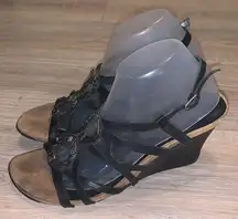 Kenneth Cole Reaction black Cedar Dining leather wedges