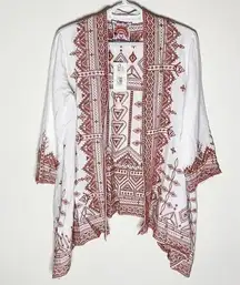 Johnny Was Eyal Embroidered linen cardigan size S