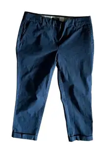 J crew womens city fit navy lowrise chino flat front cropped pants 0 goth grunge