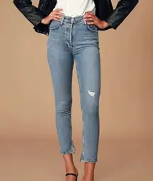 Agolde Nico Slim Fit Button Fly High Rise Distressed Stretch Ankle Jeans Size 23