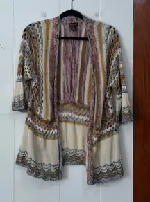 Multiples Fall colors boho open front knitted cardigan sweater large