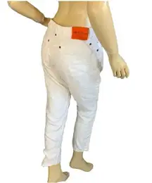 ETRO BEIGE LINEN SLIM LEG BUTTON FLY FIVE POCKET TROUSERS (30)