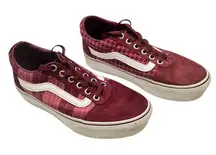 Vans Ward Platform Red/Plaid Lace Up Sneakers Shoes, Sz 6