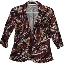 Cato Women's Brown Rust White Black 3/4 Sleeve Two Button Front Blazar Size‎ S