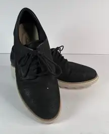 Clark's Women's Black Perforated Oxford Platform Wedge Shoes US 7 C1Z Preppy