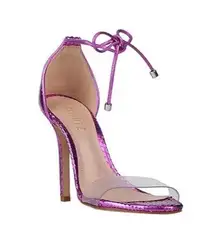 Schutz  NWOB Vikki Lace Up Snake Embossed Stilettos in Bright Violet Pink 7.5