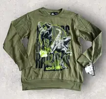 JURASSIC WORLD Women's Olive Crewneck Sweatshirt Size Large NEW NWT