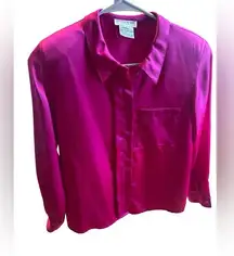 Hot Pink Fusua Jones New York button up long sleeve blouse