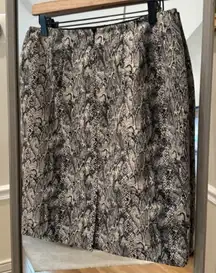 TALBOTS Ivory & Black Snake Skin‎ Print Cotton Blend Pencil Skirt-10 Petite