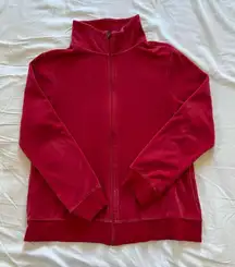 Hot pink Hanes velour velvet zip up mock neck sweatshirt L barbiecore