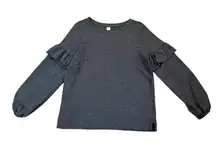 Old Navy Women’s Charcoal Gray Sweatshirt Ruffle Sleeve Medium