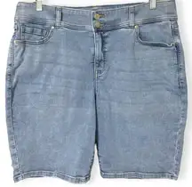 Lane Bryant High Rise Double Button Bermuda Denim Shorts