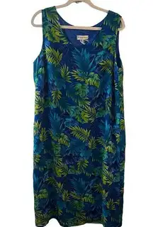 Dress Barn Vintage  Sleeveless Tropical Maxi Dress Resortwear Vacation Travel