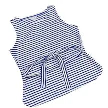 Liz Claiborne blouse sash‎ waist coastal granny striped nautical