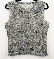 Laura Ashley Petite PL Sleeveless Top Animal Print Brown White Nylon Lined