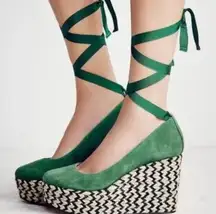 Free People Charade Espadrille Wedge in Green Size 36 US 5.5