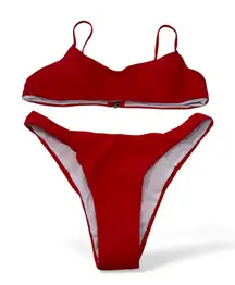 SHEIN Classic Red Bikini Set With Adjustable Straps And Padding In Size M