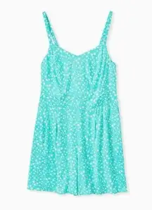 NWT Torrid Aqua Green Ditsy Floral Smocked Sleeveless Pockets Romper Size 2X