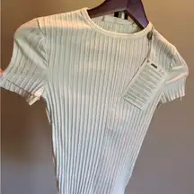 Helmut Lang Cream Puff Sleeve Ribbed Tee