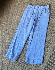 Talbots Cotton Linen Drawstring Pant in Blue Size 6