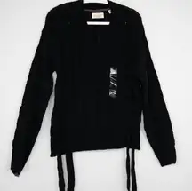 NWOT Weatherproof Vintage V-neck cabled sweater, black, XL‎