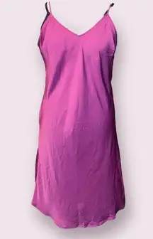 A New Day   V-Neck Mini Slip Dress Satin Adjustable Straps in Fuchsia - size XL