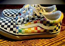 Old Skool Rainbow Black & White Checkerboard Ward Skate Shoe Womens Size 5