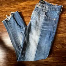 Like new! Express Two Tone Cropped Straight Leg Jean