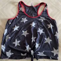 Alternative  Dark Blue with White Stars Tie Tank Top