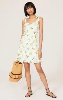 SLATE & WILLOW White Yellow Lemon Print Tie Straps Mini Dress Size Small