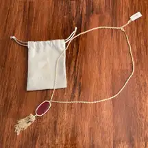 NEW Kendra Scott Rayne Necklace Red Stone Gold Plated Statement Long Pendant NWT