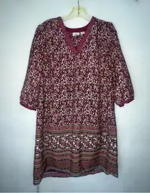 Cato Women's Size M Long Sleeve Lined Shift Dress with button wrist V-neck