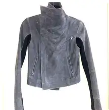 Veda water fall distressed leather jacket