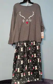 BearPaw 2-Piece Fa La La Pajama Set with Green Fleece Pants Size 3X
