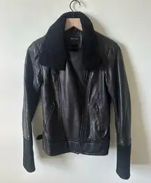 Mackage Safira Black Washed Lambskin Leather Motor Jacket Size XS