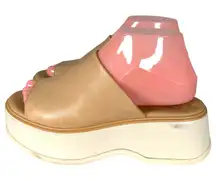 Sorel Dayspring Slide Slides Platform Sandals Beige Brown Leather Size 7.5