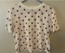 Tommy Hilfiger x Disney maroon and white Mickey tee crop top women's medium NWT