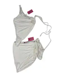 Edikted - Frankie Asymmetric Drawstring Top & Mini Skirt in White