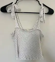 L.A Hearts Pacsun Stretchy Ruffle Tank Top Bow Tie Straps Polka Dot Summer Shirt