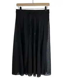 Halara Black Flowy Mesh Skirt Drawstring Waist Elastic Comfortable Size Medium