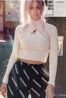 H&M x Kangol Ribbed Knit Mock Neck Sweater S Tan‎