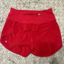 Lululemon Hotty Hot Low-Rise Lined Shorts 4” Red Swift Fabric Size 6 Running